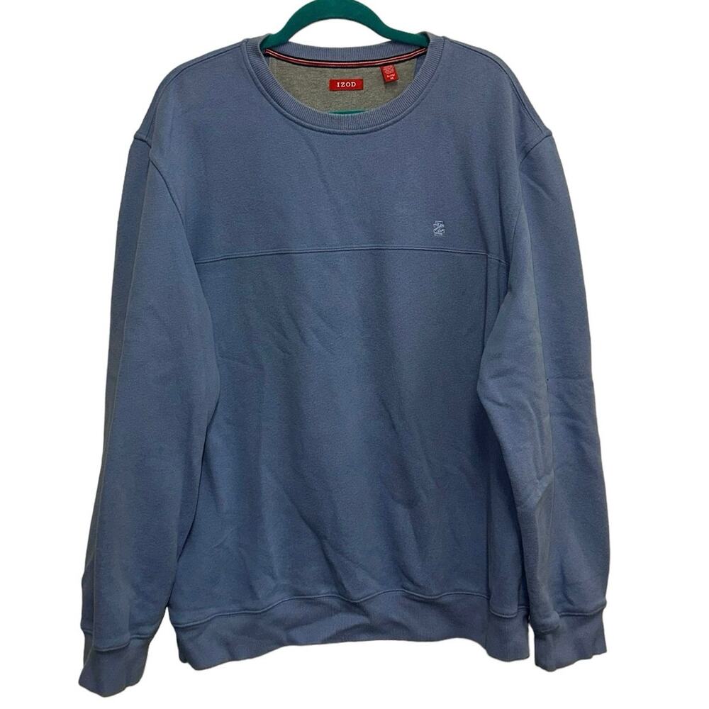 IZOD Sweatshirt XL Blue Crewneck Pullover Classic Casual Logo - Picture 1 of 4